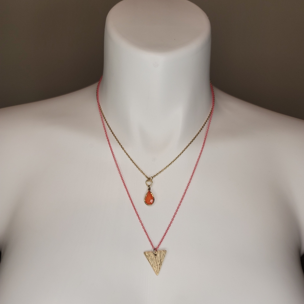 Gold Coral Double Strand Necklace